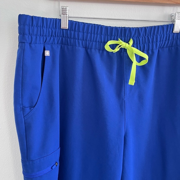 Figs Blue Scrub Set with Neon Accent - Picture 3 of 7